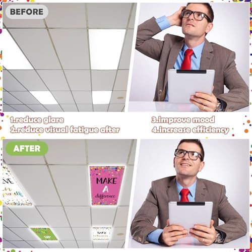 4pcs Classroom Fluorescent Magnetic Light Covers,2x4 FT Colorful Confetti - Image 5