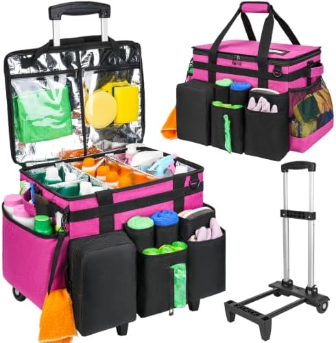Cleaning Cadddy Bag with Rolling Cart, Large Cleaning Bag with Wheels by Jaffzora