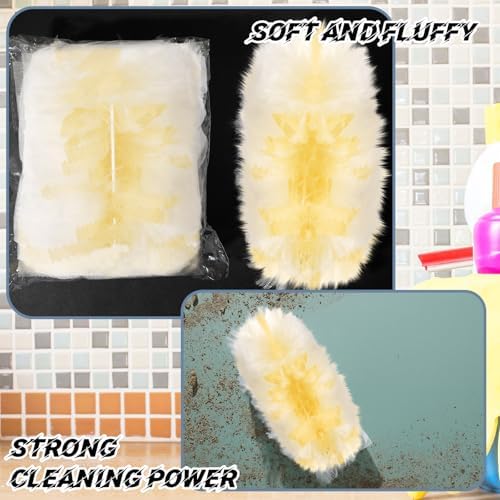Vesici 150 Pcs Duster Refills Compatible with Swiffer Dusters Bulk Disposable Replacement Thickened with 1 Handle Heavy Duty for Cleaning, Office (Yellow) - Image 4