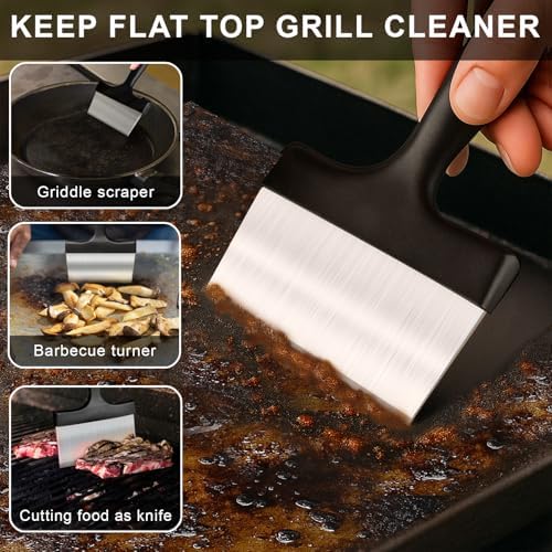 Griddle Cleaning Kit for Blackstone,11 Pieces Flat Top Grill Cleaning Kit with Grill Stone,Griddle Scraper,Scouring Pad and Handles,Cleaner Tool Set Griddle Accessories for Rusty Grills [Black+Orange] - Image 3