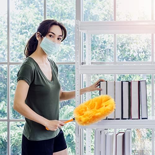Vesici 100 Pcs Duster Refills Compatible with Swiffer Dusters Bulk Disposable Replacement Thickened with 1 Handle Heavy Duty for Cleaning, Office (Yellow,Blue,Orange,Purple) - Image 6