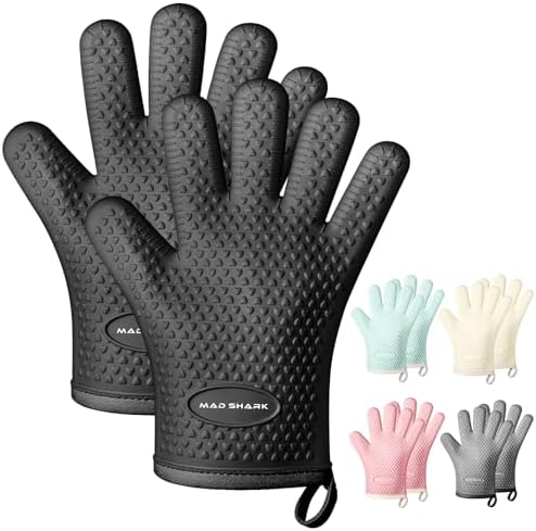 MAD SHARK Silicone Oven Mitts with Fingers Heat Resistant 450°F in Kitchen by MADSHARK