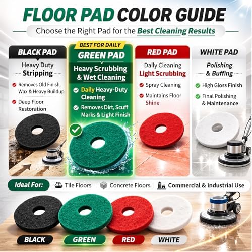 6 Pcs 12" Cleaning Orbiter Pads 437.056 for Oreck 550MC Orbiter Floor Machine,Commercial Floor Buffer Pads,Green Scrubbing Pad for Tile, Hardwood, Marble Floors - Image 3