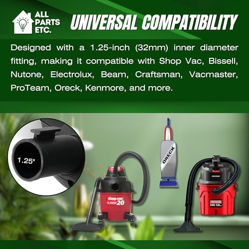 Vacuum Carpet Brush Nozzle Attachment, 1.25” Turbo Floor Brush Accessories, Head for Shop Vac, Bissell, Shark, Oreck, Hoover, Eureka & Central Vacuum (Style May Vary) - Image 3