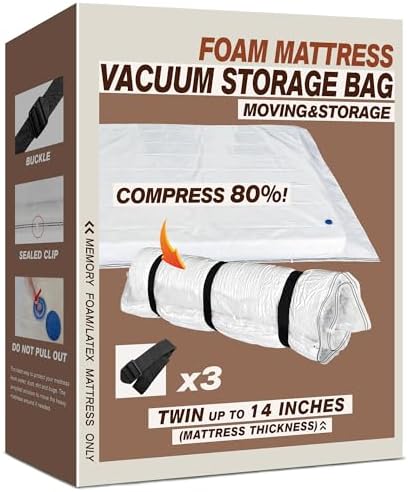 Twin Size Mattress Vacuum Bag for Memory Foam/Latex Mattress by Asatdd