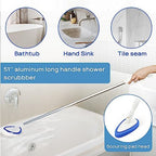 Qaestfy Shower Scrubber Cleaning Brush Combo Bath Tub Tile Cleaner Scrubber Brush with 51'' Adjustable Long Handle Scrub Brush for Bathroom Shower Bathtub Wall Mop Cleaning Scrubbing - Image 2