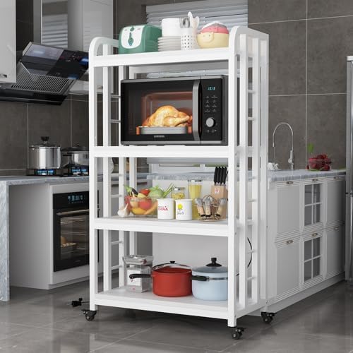 Bakers Rack with Power Outlet ，4-Tier Kitchen Baker's Rack,Microwave Cart - Image 4