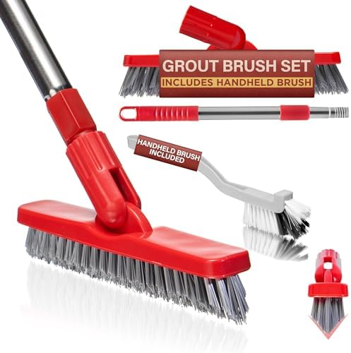 Foxtrot Living Grout Brush with Long Handle and Scrubber, Telescopic by FoxTrotLiving