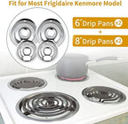 4 Pack Chrome Drip Pans, Compatible with Whirpool Kenmore Frigirate Stove Top Drip Bowls. Include 2 Pcs 6'' Range Replacement Drip Pans and 2 Pcs 8 '' Cooktop Drip Pans - Image 2