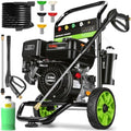 Professional 4200PSI 4GPM 212CC Gas Pressure Washer, 25FT Hose Reel 8" Wheel 1L Foam Bottle 5 Nozzles 7HP Heavy-Duty 3600RPM Commercial Gas Power Washer for Cleaning (EPA/CARB/ETL Compliant), Black by IvyBess