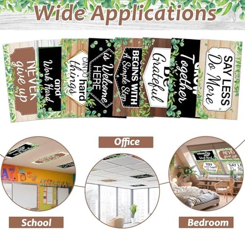 8 Pcs Fluorescent Light Covers with 80 Magnets Decorative for Classroom Ceiling Light 4 x 2 Feet Magnetic Light Covers Filter Easy Install for Office Hospitals & Home Drop Ceiling Supplies (Farmhouse) - Image 4