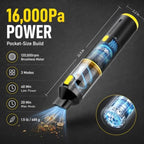 CROS Handheld Car Vacuum Portable Cordless 3 Suction Modes, 16000Pa 4-in-1 Mini Vacuum with Interchangeable Accessories for Car, Small Jobs, Keyboard and Office - Image 4