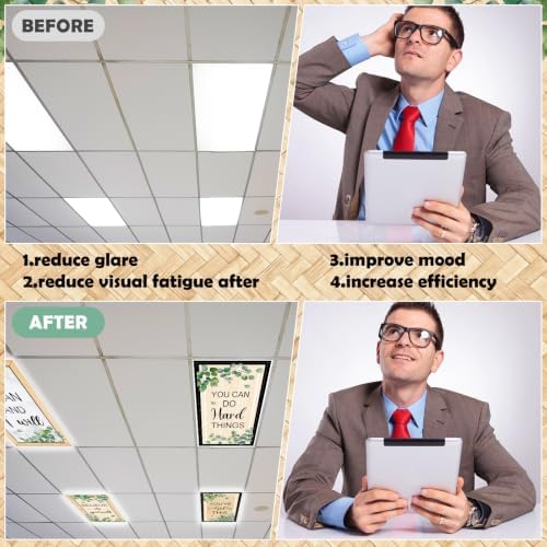 6Pcs Classroom Fluorescent Light Covers,2x4 FT Yellow Wood Grain Eucalyptus - Image 5