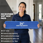 Microfiber Wholesale 24 inch Microfiber Mop Pads - Machine Washable, Reusable, Refills & Replacement Wet Mop Heads Compatible with Any Microfiber Flat Mop System (3 Pack) - Image 3