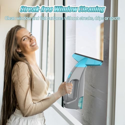 Kiato Window Vacuum, Power Window Squeegee 11", Rechargeable Window Vac with Spray Bottle, Electric Cleaning Tool for Showers, Mirrors, Glass, 2200mA, WC03, 200ml Water Tank - Image 4