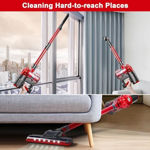 elezon A200 Cordless Vacuum Cleaner, Stick Vacuum with Powerful Suction, Max 38 Mins Runtime, Rechargeable Battery, HEPA Filter, Portable Lightweight Vacuum Cleaners for Home, Hard Floor, Pet Hair - Image 3