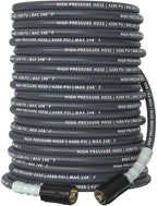 Pressure Washer Hose 100 ft, 4200 PSI Flexible & Kink-Resistant, Steel-Braided & Durable, High Power Washer Hose with M22-14mm Stainless Steel Plug, Hot/Cold Water Compatible - 100 Foot, Gray by Unknown