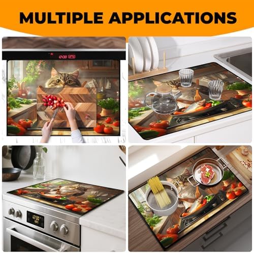 Heat-resistant Stove Top Cover - 28.5" X 20.5" Cooktop Protector Covers, Scratch-resistant Washable Pad Kitchen Countertop Mat (Cat, 28.5" x 20.5") - Image 7