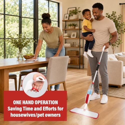 Wet Spray Mop for Floor Cleaning with 14 oz Bottle & 2 Microfiber Pads - Image 2