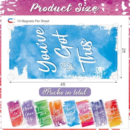 8Pcs Classroom Inspirational Fluorescent Light Covers,2x4 FT Watercolor - Image 2