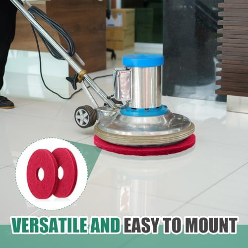 Teenyyou 10 Pcs 12" Cleaning Orbiter Pads Commercial Floor Buffer Pads Hardwood Floor Maintenance Scrubber Polisher Cleaning and Stripping for Orbiter Machine (Red) - Image 5