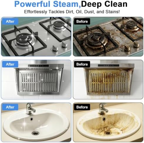 1500W Handheld Steam Cleaner for Home, 15s Heat-Up Steamer for Cleaning, 6-Level Adjustable High-Temperature High Pressure Portable Steam Cleaner for Car Detailing, Tile, Grout, Furniture, with 15 Pcs - Image 3