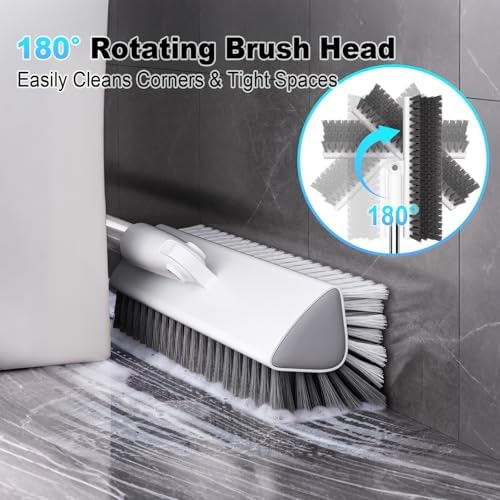 Floor Scrub Brush with Long Handle, Heavy-Duty Stiff Bristles, V-Shape Floor Scrubber Brush for Tile, Concrete & Grout Lines, Stand-Up Cleaning for Garage, Bathroom, Deck & Patio - Image 4