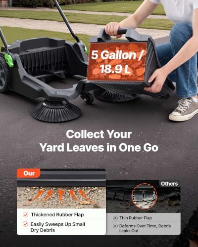 VEVOR Walk-Behind Hand Push Floor Sweeper with 25.6" Sweeping Width - Image 6