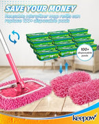 KEEPOW 4Pcs Pink Chenille Reusable Mop Pads Compatible with Swiffer Sweeper - Image 3