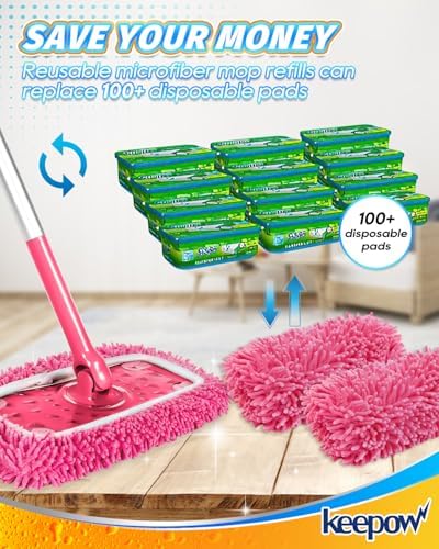 KEEPOW Reusable Microfiber Mop Pads Compatible with Swiffer Sweeper - Image 3