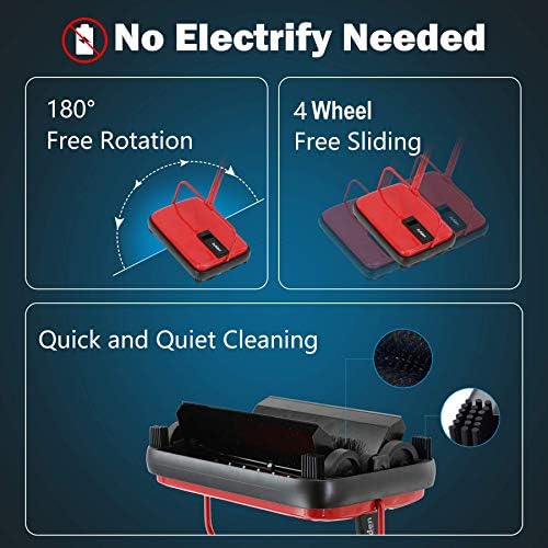 Eyliden Carpet Sweeper, Mini Size, Manual Sweeping, Red - Image 3