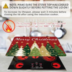 Christmas Trees Stove Cover, Merry Christmas Stove Top Cover for Gas Stove Xmas Red Winter Kitchen Decor Glass Stove Top Pad Heat Resistant Electric Stove Protector Washable Cooktop Oven Mat - Image 2