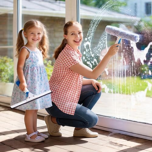 Mitclear Window Cleaning Kit 14IN Squeegee & Scrubber for Shower Glass Car - Image 3
