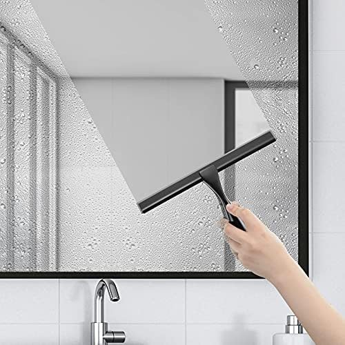 HIWARE All-Purpose Shower Squeegee for Shower Doors, Bathroom, Window and Car Glass - Black, Stainless Steel, 12 Inches - Image 3