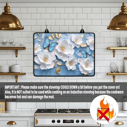 Modern White Gold Flower Stove Top Cover for Electric Stoves - Image 4