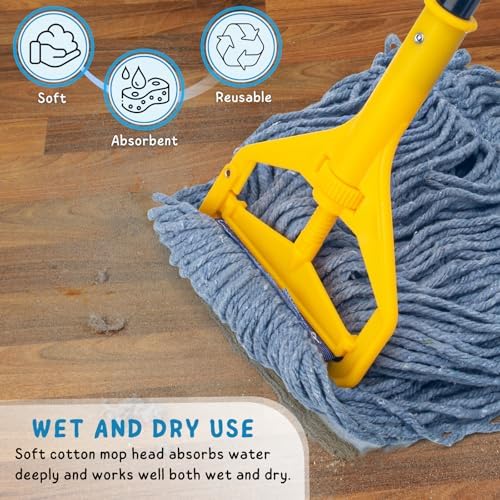 Commercial Mop for Floor Cleaning, 59'' Heavy Duty Industrial Cotton Mops - Image 3