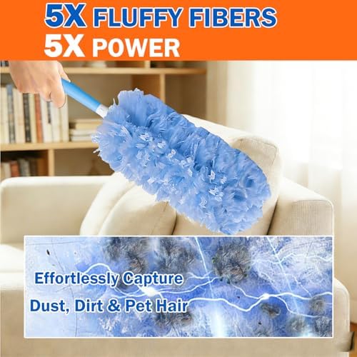 60 Heavy Duty Duster Refills for Swiffer Duster, Large Size, Blue - Image 5
