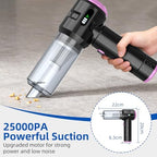Sycoodeal Handheld Car Vacuum Cleaner, 25000PA Strong Cyclonic Suction Portable Mini Vacuum Cordless with Digital Display Lightweight Handheld for Pet Hair, Car, Home, Office, Kitchen(Purple) - Image 2