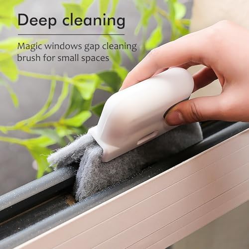 2pcs Window Cleaning Brush,Multifucation Groove Cleaning Brush for Household Use, 3-in-1 Window Sliding Door Track Cleaner, Sill, Tile Lines, Shutter, Car Vents, Keyboard, Small Spaces Clean Kit - Image 5