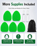 25.5" Extra-Long Reach – Super Absorbent Coral Velvet Windshield Cleaner Tool, Streak-Free Windshield Cleaning Tool Kit with 5 Pads, 2 Spray Bottles & Storage Bag for Auto Glass & Home Windows, Green - Image 4