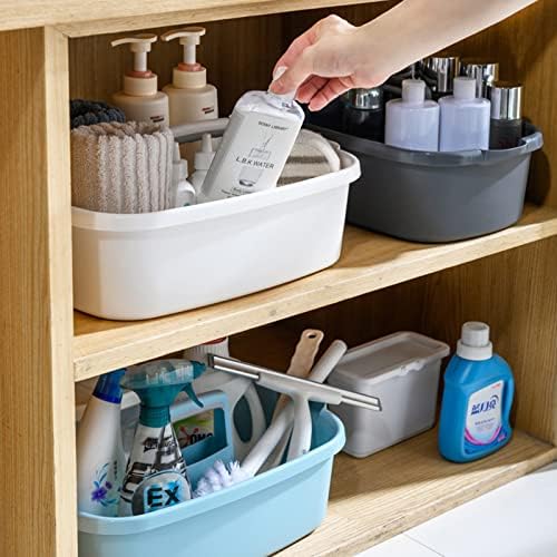 Large Cleaning Supplies Caddy Portable Shower Basket Supply Organizer with Handle Plastic Bucket Tool Storage for Bathroom, Bedroom, Kitchen, College Dorm, Garden, Dark Gray 2 Pack - Image 6