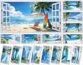 8 Pcs Summer Beach Fluorescent Light Covers for Classroom Ceiling Light 4 x 2 Feet Magnetic Lights Cover Filter Easy Install for Back to School Office Hospital Ceiling Supply (Windows Seascape) by Wiooffen