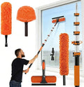 30FT Reach Duster Kit, Window Cleaning with 5-24FT Telescoping Extension Pole, High Ceiling Duster, Microfiber Feather Duster, Cobweb Duster, Window Squeegee, Feather Duster, Extendable Pole Kit by AgiiMan