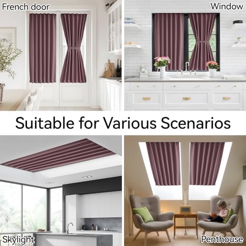 Vatge Small Kitchen Window Curtains Over Sink, Half Short Curtains for Door Windows, 1 Panel, W25 x L40, Nostalgia Rose - Image 6