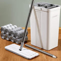 JOYMOOP Flat Mop System, Microfiber Mop and Bucket Set, White, Household & Commercial Floor Cleaning Mop with Long Handle, Wet Dry Use, Includes 8 Mop Pads by JOYMOOP