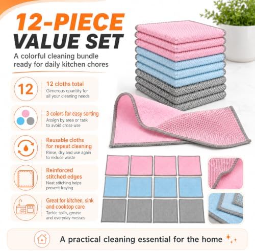 12PK Multipurpose Wire Dishcloth, Double-Side Non Scratch Wire Dishcloth. - Image 4