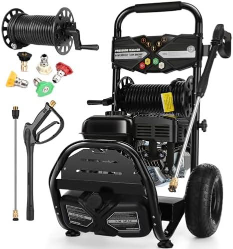 4200PSI Professional Gas Pressure Washer, 4GPM 212CC 7.0 HP 10" Wheels Commercial Gas Power Washer with 3L Foam Bottle 5 Nozzles 32FT Hose for Home Car Fence Driveway (EPA/CARB/ETL Compliant), 77LBS B by IvyBess