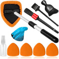 Qydipclin 10pcs Windshield Cleaner Tool, Car Window Cleaning Wash Kit with 4 Reusable Microfiber Pads 1 Spray Bottle and Extendable Handle Auto Glass Wiper Kit, Orange by Qydipclin