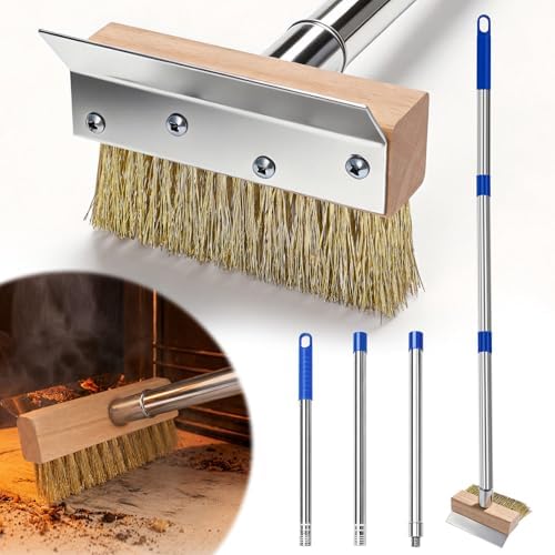 Pizza Oven Brush with 46in Handle and Scraper for Commercial Oven by GHWMYD