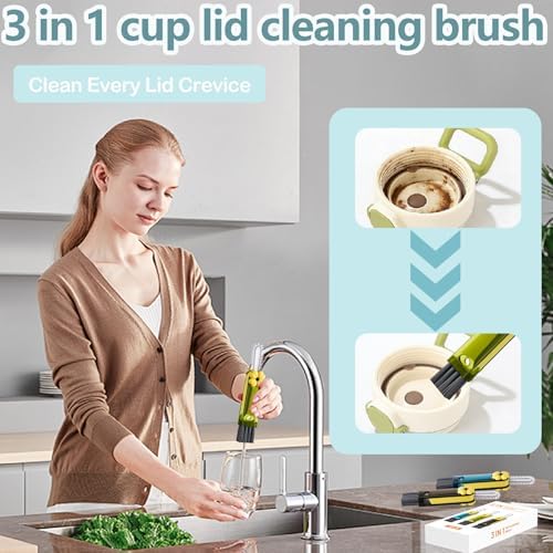3 in 1 Cup Lid Gap Cleaning Brush Set, 3Pcs Multifunctional Bottle Cleaning Brush,Cup Lid Gap Cleaner, Home Kitchen Crevice Brush Tools - Image 5
